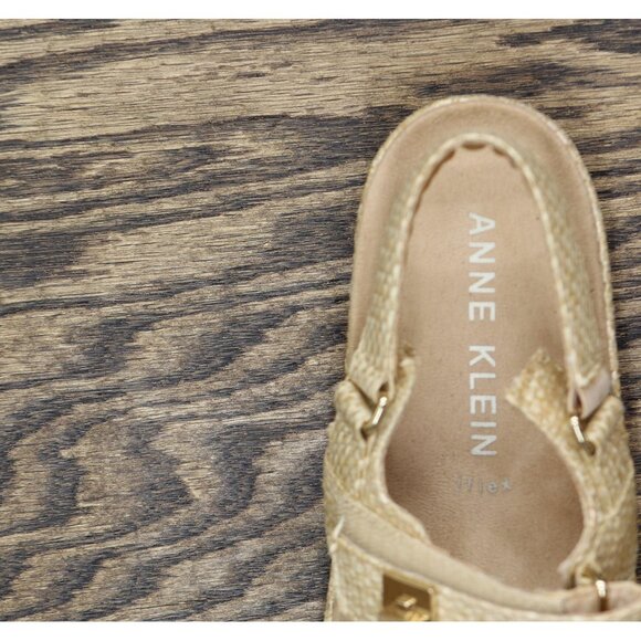 Anne Klein Verse Double Strap Platform Wedge Sandals Natural Raffia Brown 9.5M - Picture 6 of 7